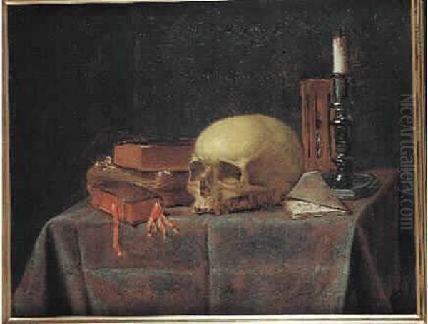 Attribue A Madeleine . Vanite A La Bougie. Toile. Ff 40 000 / 60 000 Oil Painting by Magdeleine Boulogne