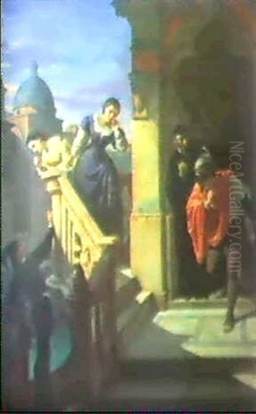 Karneval In Venedig. Oil Painting by Niccolo (Nicola) Sanesi