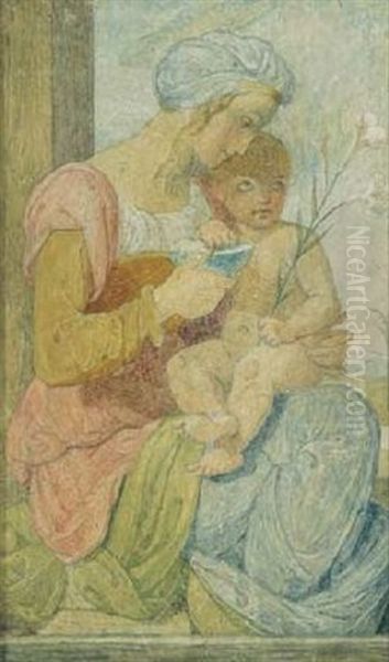 Mother And Child Oil Painting by Giovanni Sanguinetti