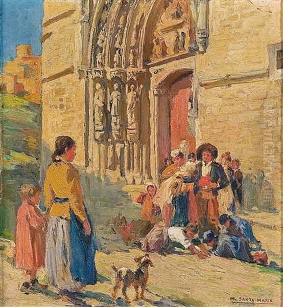 A La Puerta De La Iglesia Oil Painting by Marceliano Santamaria
