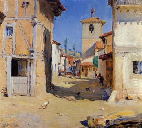 Dia Soleado En La Aldea Oil Painting by Marceliano Santamaria