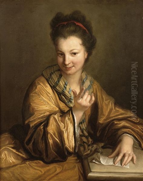 Jeune Femme Tenant Une Lettre Oil Painting by Jean-Baptiste Santerre