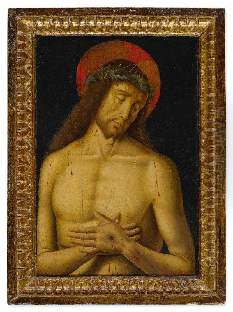 Christ As The Man Of Sorrows Oil Painting by Giovanni Santi or Sanzio