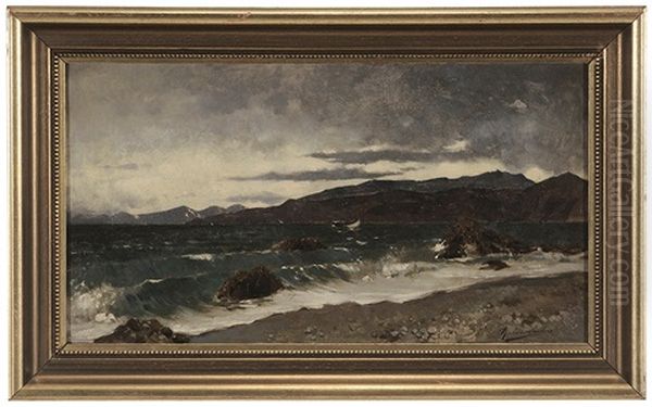 Coastal View Oil Painting by Rubens Santoro