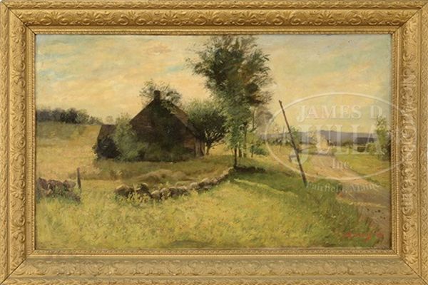 Homestead With Stone Wall Oil Painting by Daniel Francois Santry