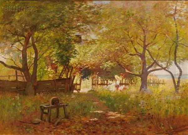 Backyard Wildflowers, Duxbury Oil Painting by Daniel Francois Santry