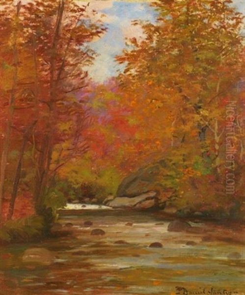 Trout Stream In Autumn (+ 2 Others; 3 Works) Oil Painting by Daniel Francois Santry