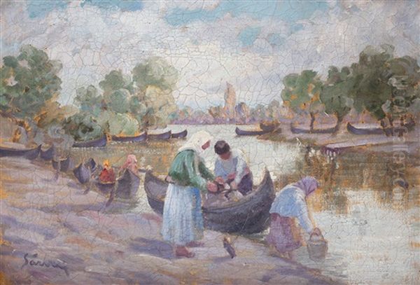 Lipoveni Oil Painting by Gheorghe Sarbu