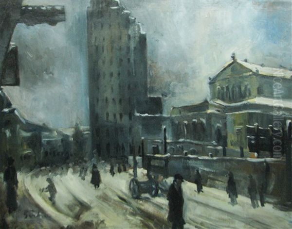 Winter Victoria Way Oil Painting by Gheorghe Sarbu