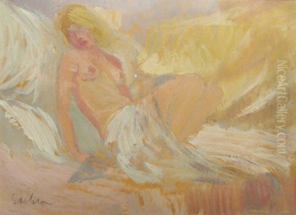 Sleeping Blonde Oil Painting by Gheorghe Sarbu