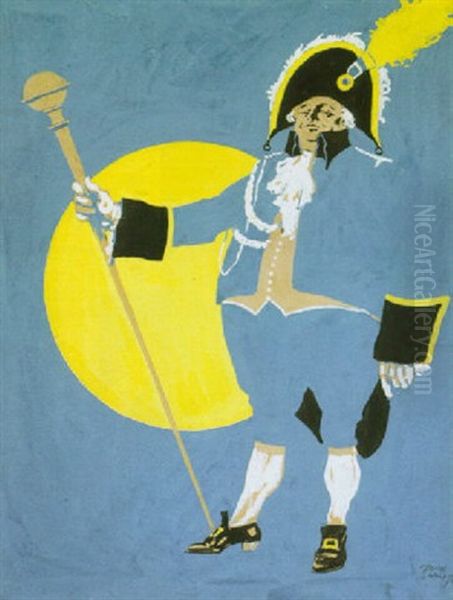 Standing Man With Tall Staff Oil Painting by Tony Sarg