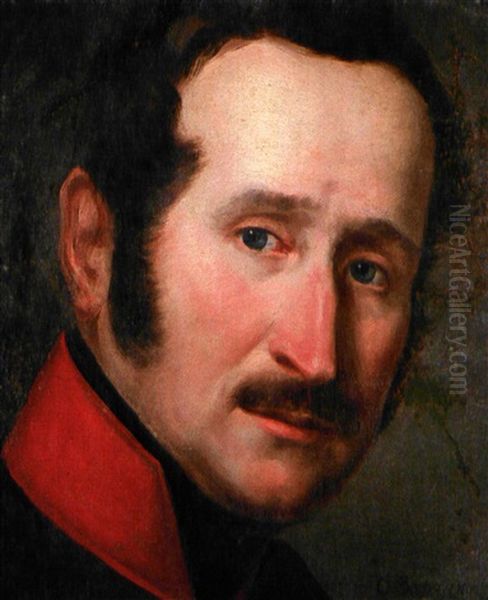 Offiziersportrait Oil Painting by Sergej Konstantinowitsch Sarjanko