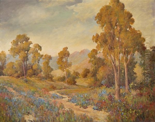 Flowering California Landscape Oil Painting by Herbert Sartelle