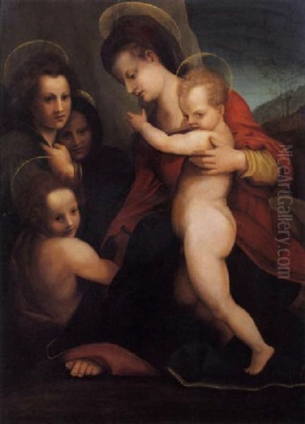 Vierge A L'enfant Et Saint Jean Baptiste Oil Painting by Andrea Del Sarto