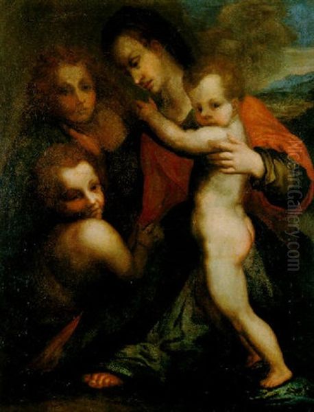 Madonna Mit Kind, Dem Johannesknaben Und Engeln Oil Painting by Andrea Del Sarto