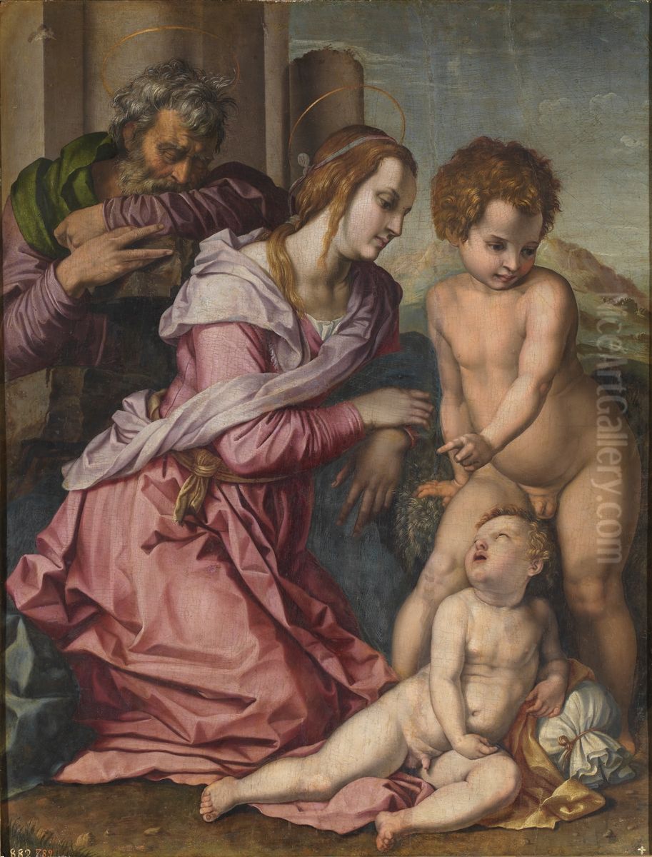 The Holy Family With The Infant Saint John The Baptist Oil Painting by Andrea Del Sarto