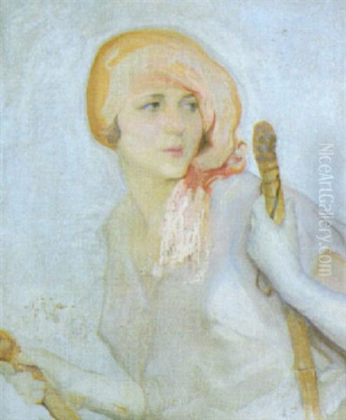 Signora Elegante Oil Painting by Giulio Aristide Sartorio