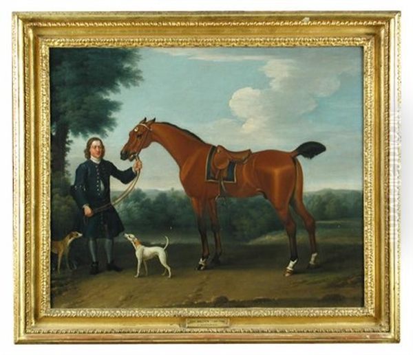 Bay Malton (1760-1786), A Bay Racehorse Owned By The Marquis Of Rockingham, Held By His Groom, With Two Greyhounds Alongside Oil Painting by Francis Sartorius