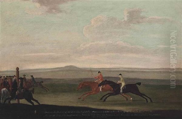 Lord Weymouth's Conqueror Beating The Duke Of Bolton's Looby At Newmarket Oil Painting by Francis Sartorius