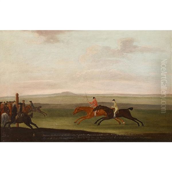 Lord Weymouth's 'conqueror' Beating The Duke Of Bolton's 'looby' At Newmarket; Mr. Cotton's Old Partner' Beating The Duke Of Bolton's 'sloven' At Newmarket (pair) Oil Painting by Francis Sartorius