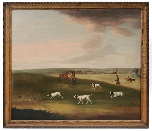 Partridge Shooting With Pointers At Exning Near New Market Oil Painting by Francis Sartorius