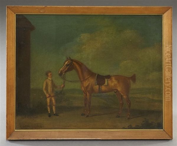Groom Holding A Saddled Chestnut Horse Oil Painting by Francis Sartorius