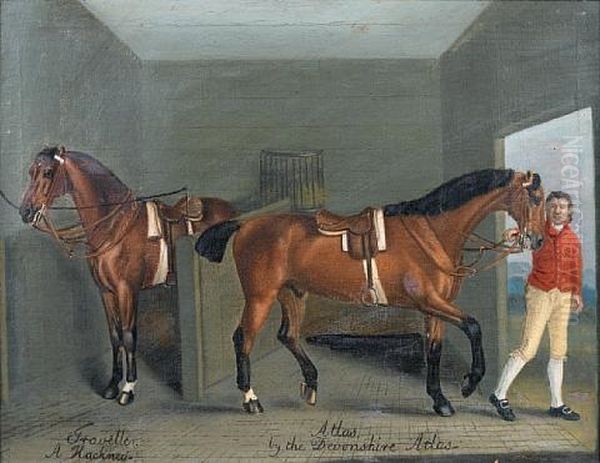 A Stable Interior With The Racehorses Traveler And Atlas Held By A Groom Oil Painting by Francis Sartorius