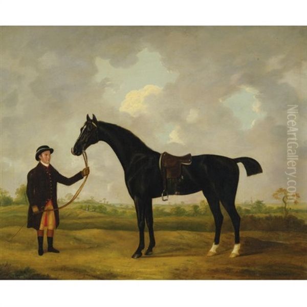 Horse And Groom In A Landscape Oil Painting by Francis Sartorius