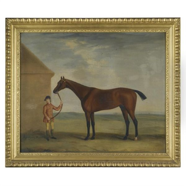 Portrait Of Henry Compton's Racehorse "highflyer", Held By A Groom Oil Painting by Francis Sartorius