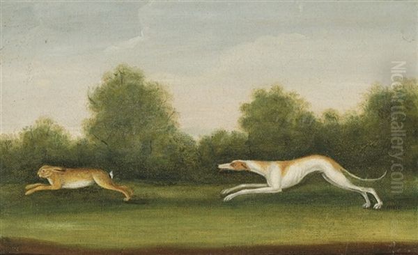 A Greyhound Chasing A Hare Oil Painting by Francis Sartorius