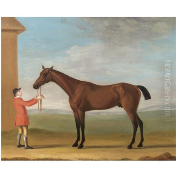 Mr Jenison Shafto's Bay Racehorse "goldfinder" Oil Painting by Francis Sartorius