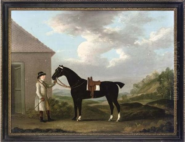 A Gentleman With His Hunter In An Extensive Landscape Oil Painting by Francis Sartorius