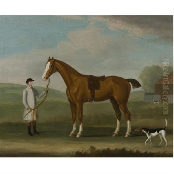 A Chestnut Hunter And His Groom Oil Painting by Francis Sartorius
