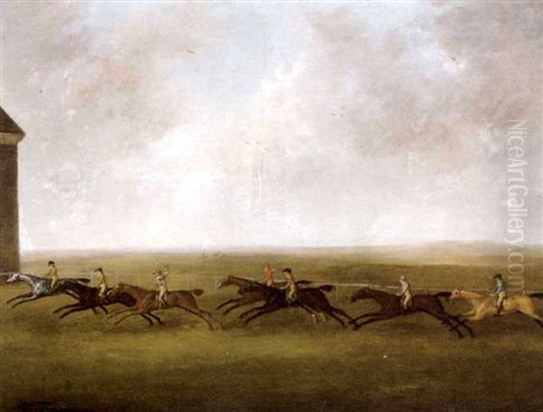 A Race At Newmarket Oil Painting by Francis Sartorius