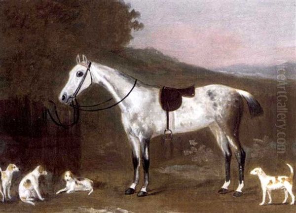 A Grey Hunter In A Landscape With Hounds Oil Painting by Francis Sartorius