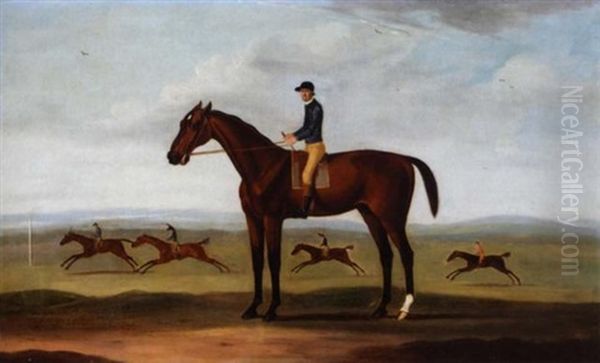 Bay Malton With Jockey Up, Bay Malton Beating King Herod, Turf, And Ascham In A Sweepstake Race Beyond Oil Painting by Francis Sartorius