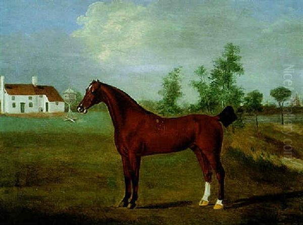 A Bay Hunter In A Landscape Oil Painting by Francis Sartorius