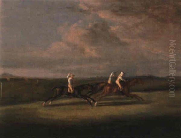 Match Racing On Newmarket Heath Oil Painting by Francis Sartorius