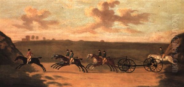 The Chaise Match, Run On Newmarket Heath, Wednesday, 29 August, 1750 Oil Painting by Francis Sartorius