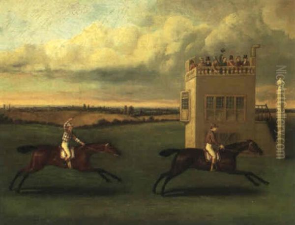 New Market Second Spring Meeting, 1801, Match For 200       Guineas: Lord Darlington's Champion Beating Mr. Heathcote's Oil Painting by Francis Sartorius