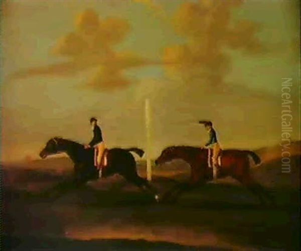 Totteridge And Gabriel At The Finishing Post On Newmarket   Heath Oil Painting by Francis Sartorius