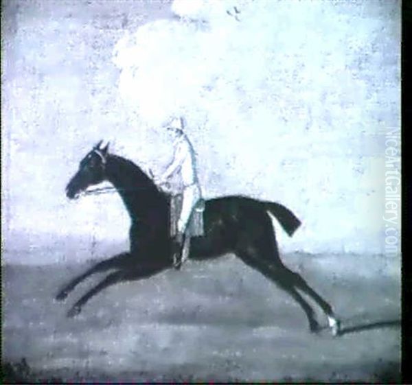 Dark Bay Racehorse With Jockey Up Oil Painting by Francis Sartorius