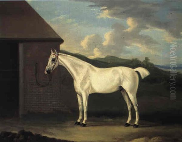 The Racehorse Atlas By A Stable Oil Painting by Francis Sartorius
