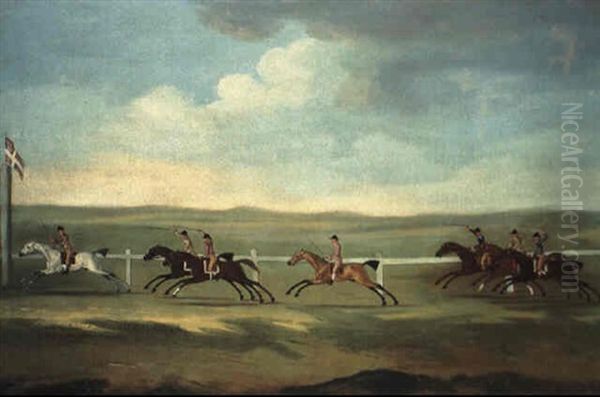 Jason Beating Specator, Rover, Brilliant, Whistlejacket, Venture And Stately For The Grate Subscription At Newmarket Oil Painting by Francis Sartorius