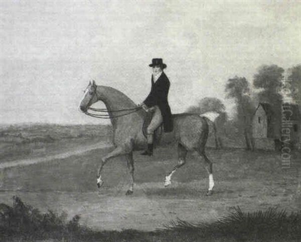 Portrait Of A Gentleman Believed To Be Mr Jennings Of       Gelli-deg Carmarthenshire On His Favourite Hunter Oil Painting by John Nost Sartorius