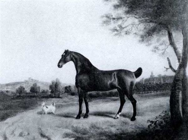 A Bay Hunter, The Property Of John Ives Of Sasburgh,        Norfolk, In A Landscape Oil Painting by John Nost Sartorius