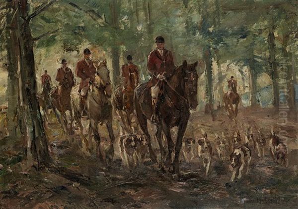 Parforcejagd Oil Painting by Hermann Sattler
