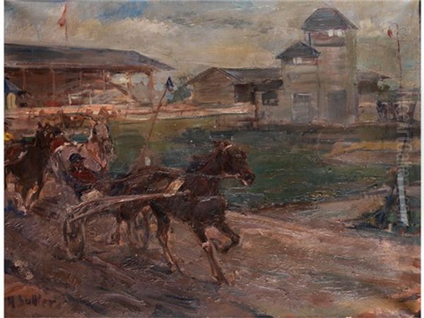 Das Trabrennen Oil Painting by Hermann Sattler