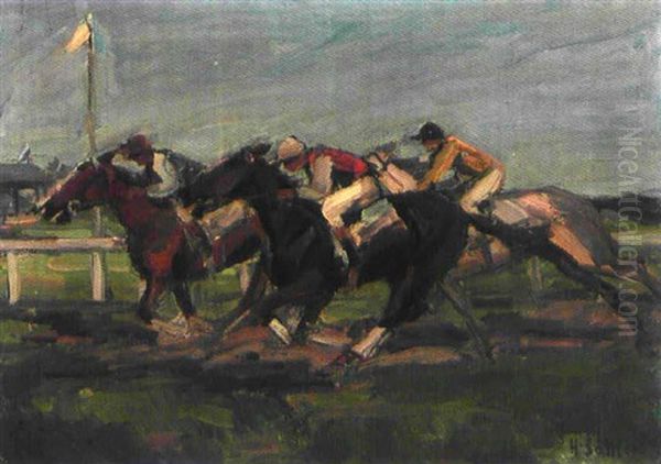 Galopprennen Oil Painting by Hermann Sattler