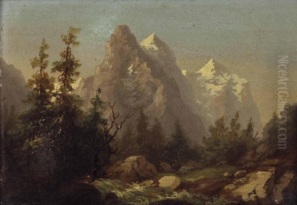 Im Hochgebirge Oil Painting by Hubert Sattler